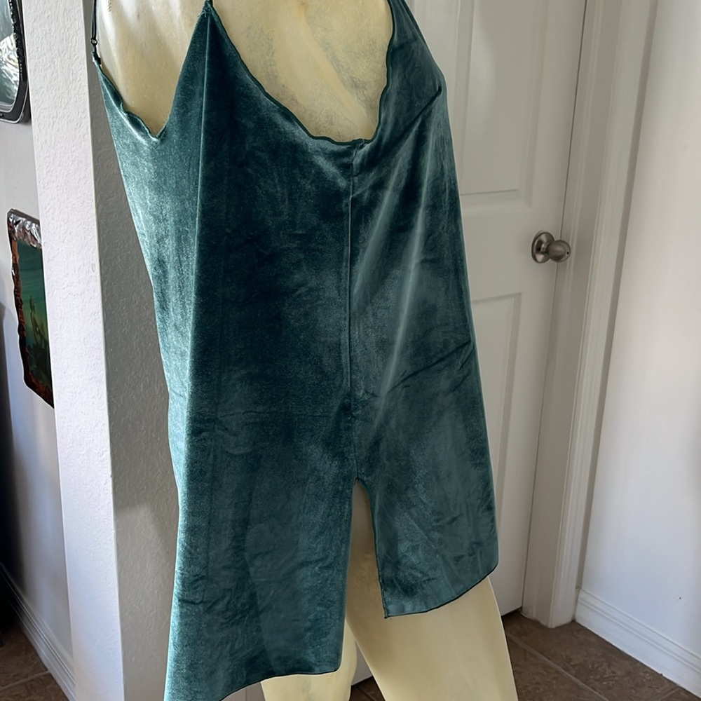 Free People Teal Velvet Slip Dress - Picture 4 of 6